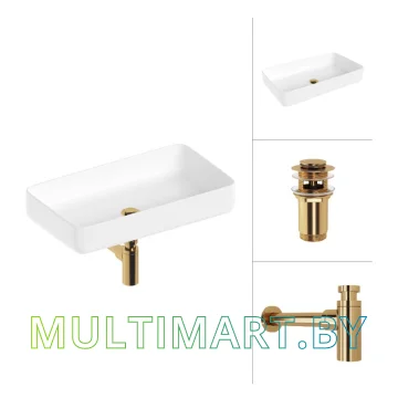 Умывальник Lauter 21487-60 (клапан 21190G  + сифон 21635G, золото)